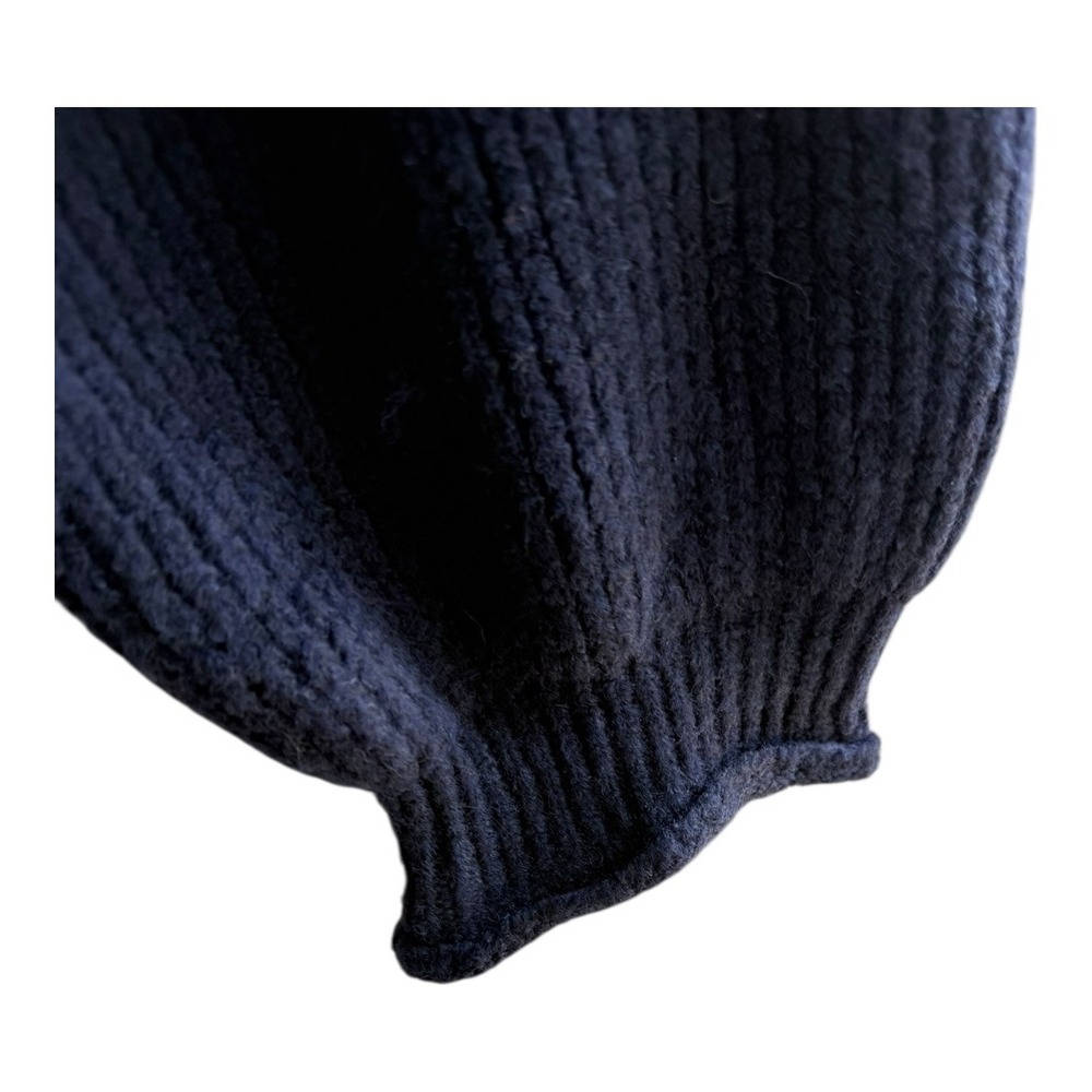 Minimalist Unbranded Cardigan Sweater Relaxed 1XL Navy Blue Ribbed Knit Hooded - Picture 3 of 5